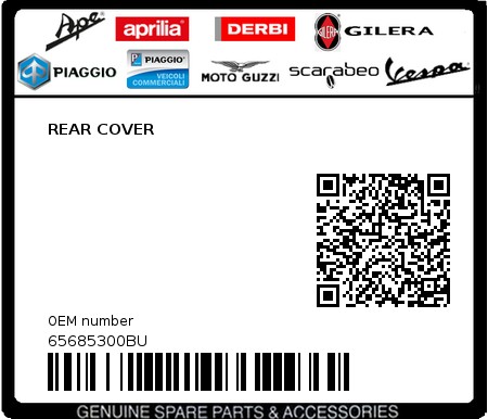 Product image: Piaggio - 65685300BU - REAR COVER  0