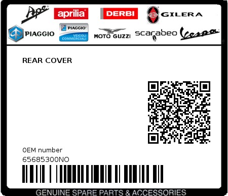 Product image: Piaggio - 65685300NO - REAR COVER  0