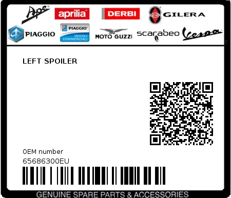 Product image: Piaggio - 65686300EU - LEFT SPOILER  0