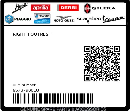 Product image: Piaggio - 65737900EU - RIGHT FOOTREST  0