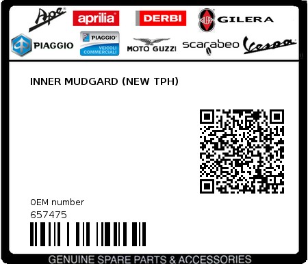 Product image: Piaggio - 657475 - INNER MUDGARD (NEW TPH)  0