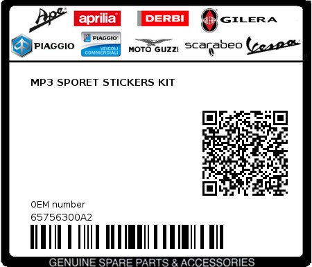 Product image: Piaggio - 65756300A2 - MP3 SPORET STICKERS KIT  0