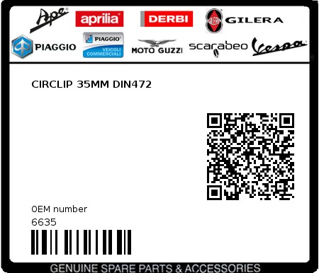 Product image: Piaggio - 6635 - CIRCLIP 35MM DIN472  0