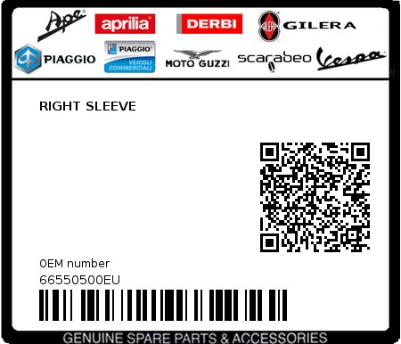 Product image: Piaggio - 66550500EU - RIGHT SLEEVE  0