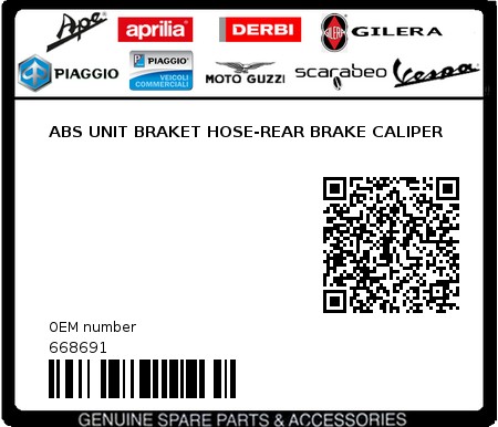 Product image: Piaggio - 668691 - ABS UNIT BRAKET HOSE-REAR BRAKE CALIPER  0