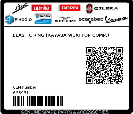 Product image: Piaggio - 668951 - ELASTIC RING (KAYABA WUXI TOP COMP.)  0