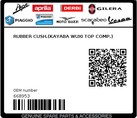 Product image: Piaggio - 668953 - RUBBER CUSH.(KAYABA WUXI TOP COMP.)  0