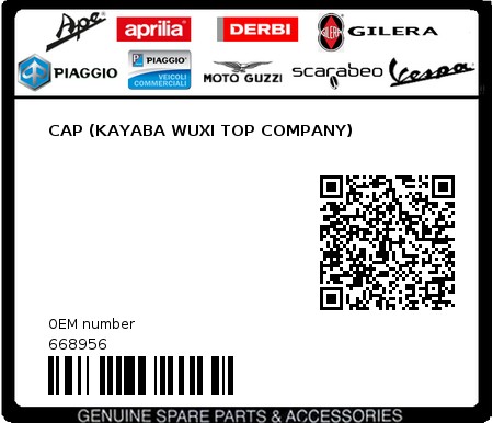 Product image: Piaggio - 668956 - CAP (KAYABA WUXI TOP COMPANY)  0