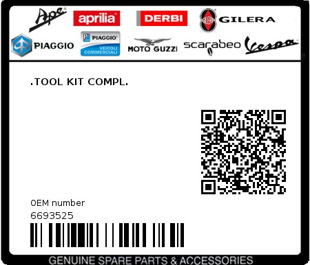 Product image: Piaggio - 6693525 - .TOOL KIT COMPL.  0