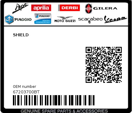Product image: Piaggio - 67203700BT - SHIELD  0