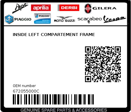 Product image: Piaggio - 672055000C - INSIDE LEFT COMPARTEMENT FRAME  0