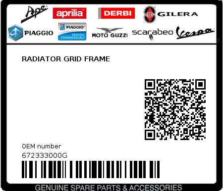 Product image: Piaggio - 672333000G - RADIATOR GRID FRAME  0