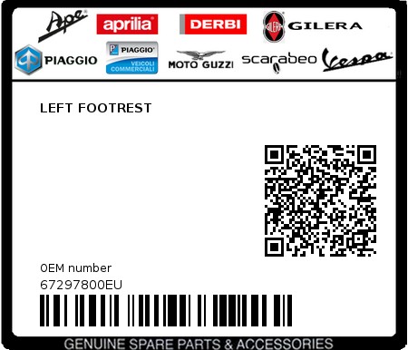 Product image: Piaggio - 67297800EU - LEFT FOOTREST  0