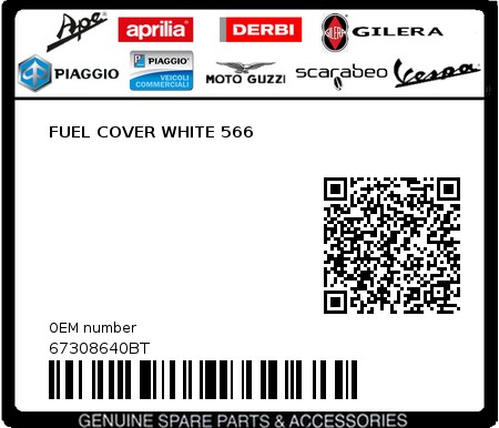 Product image: Piaggio - 67308640BT - FUEL COVER WHITE 566  0