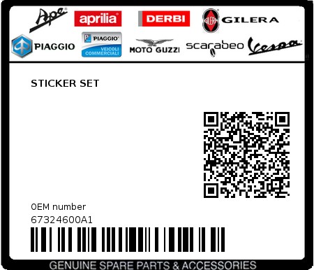 Product image: Piaggio - 67324600A1 - STICKER SET  0