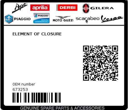 Product image: Piaggio - 673253 - ELEMENT OF CLOSURE  0