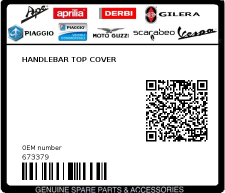 Product image: Piaggio - 673379 - HANDLEBAR TOP COVER  0