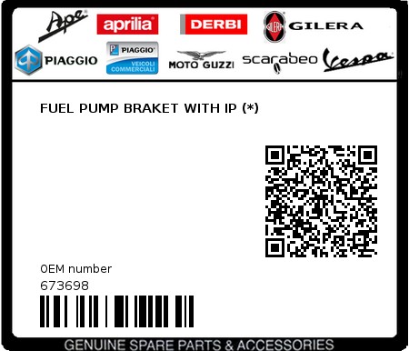 Product image: Piaggio - 673698 - FUEL PUMP BRAKET WITH IP (*)  0