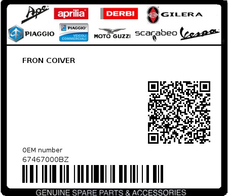 Product image: Piaggio - 67467000BZ - FRON COIVER  0
