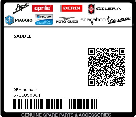 Product image: Piaggio - 67568500C1 - SADDLE  0