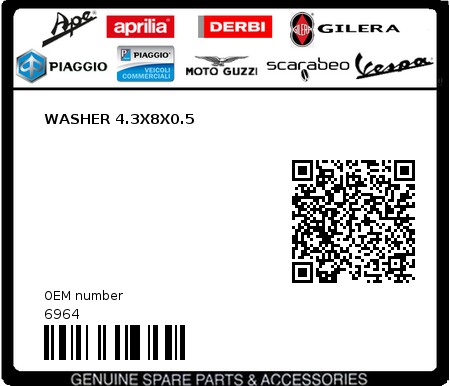 Product image: Piaggio - 6964 - WASHER 4.3X8X0.5  0