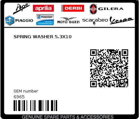 Product image: Piaggio - 6965 - SPRING WASHER 5.3X10  0