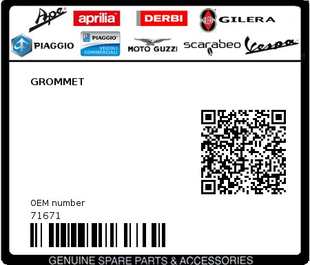Product image: Piaggio - 71671 - GROMMET  0