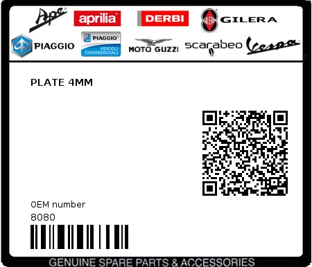 Product image: Piaggio - 8080 - PLATE 4MM  0