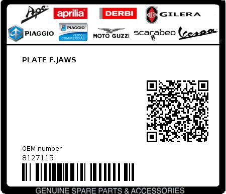 Product image: Piaggio - 8127115 - PLATE F.JAWS  0
