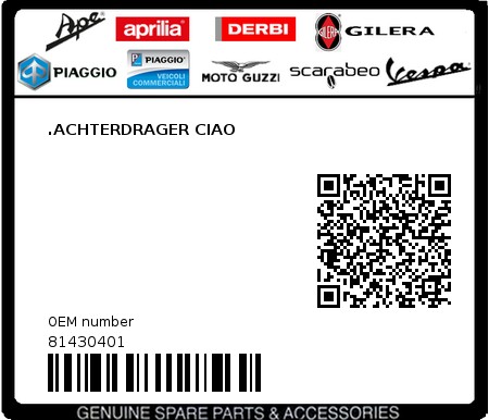 Product image: Piaggio - 81430401 - .ACHTERDRAGER CIAO  0