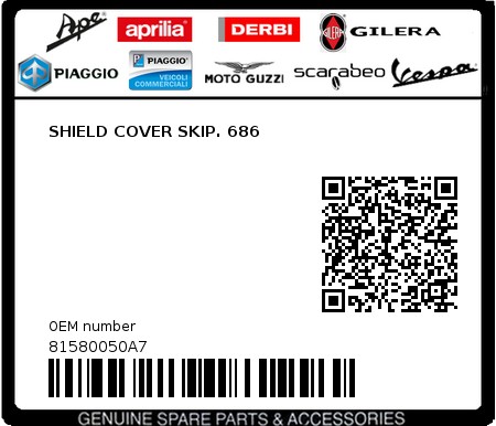 Product image: Piaggio - 81580050A7 - SHIELD COVER SKIP. 686  0