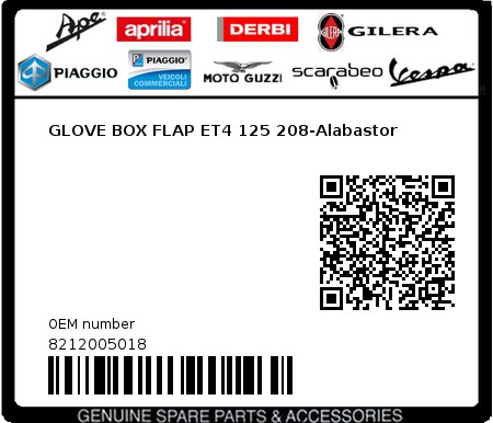 Product image: Piaggio - 8212005018 - GLOVE BOX FLAP ET4 125 208-Alabastor  0