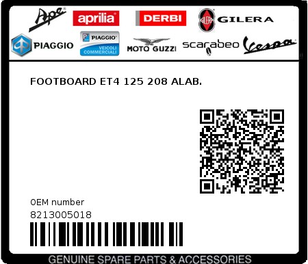 Product image: Piaggio - 8213005018 - FOOTBOARD ET4 125 208 ALAB.  0