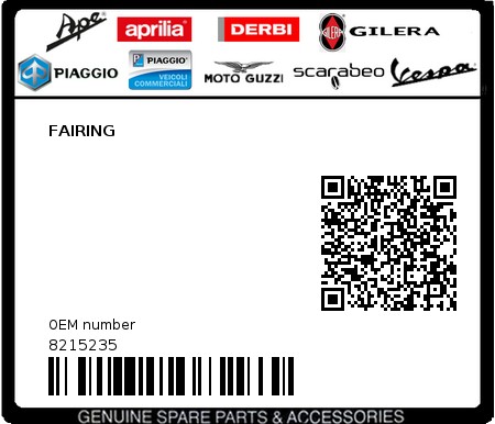 Product image: Piaggio - 8215235 - FAIRING  0