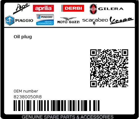 Product image: Piaggio - 82380050R8 - Oil plug  0