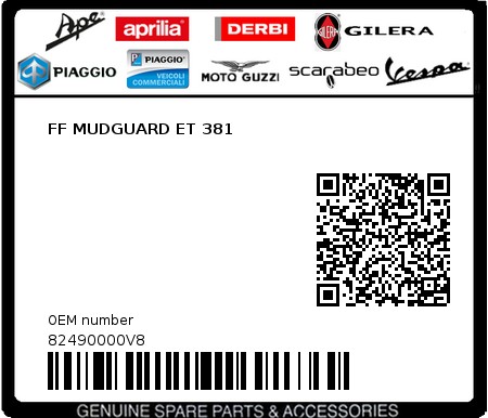 Product image: Piaggio - 82490000V8 - FF MUDGUARD ET 381  0