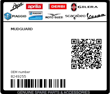 Product image: Piaggio - 8249255 - MUDGUARD  0
