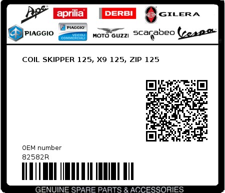 Product image: Piaggio - 82582R - COIL SKIPPER 125, X9 125, ZIP 125  0