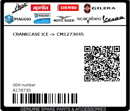 Product image: Piaggio - 8278735 - CRANKCASE ICE -> CM1273045  0
