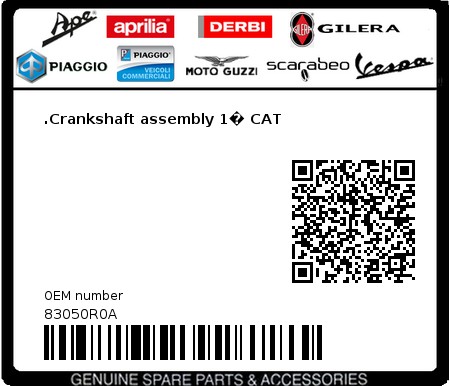 Product image: Piaggio - 83050R0A - .Crankshaft assembly 1 CAT  0