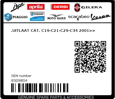 Product image: Piaggio - 8309804 - .UITLAAT CAT. C19-C21-C29-C34 2001>>  0