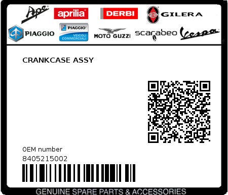 Product image: Piaggio - 8405215002 - CRANKCASE ASSY  0