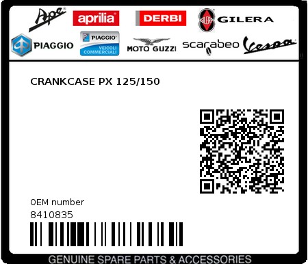 Product image: Piaggio - 8410835 - CRANKCASE PX 125/150  0