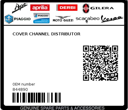 Product image: Piaggio - 844890 - COVER CHANNEL DISTRIBUTOR  0