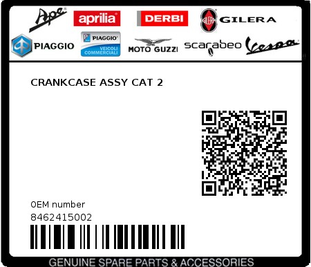 Product image: Piaggio - 8462415002 - CRANKCASE ASSY CAT 2  0