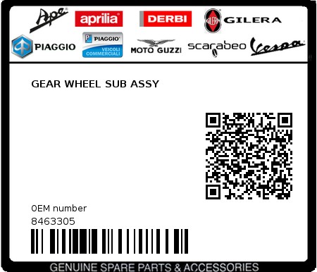 Product image: Piaggio - 8463305 - GEAR WHEEL SUB ASSY  0