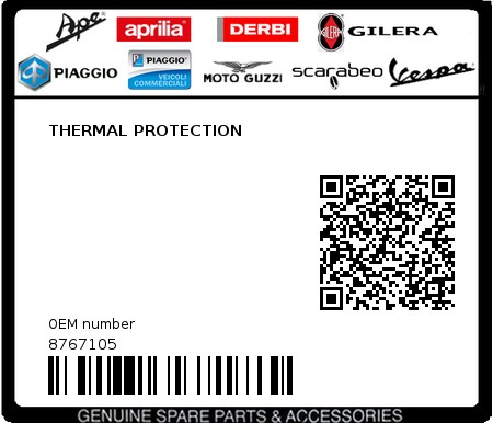 Product image: Piaggio - 8767105 - THERMAL PROTECTION  0