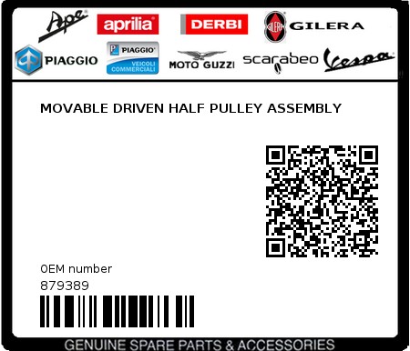 Product image: Piaggio - 879389 - MOVABLE DRIVEN HALF PULLEY ASSEMBLY  0