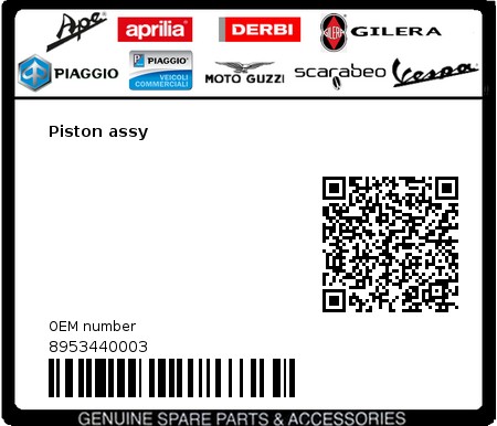 Product image: Piaggio - 8953440003 - Piston assy  0