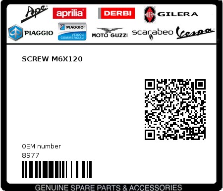 Product image: Piaggio - 8977 - SCREW M6X120  0